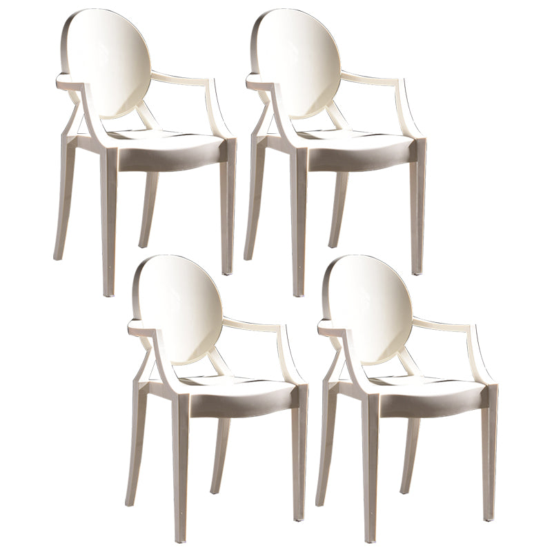 Scandinavian Plastic Dining Arm Chair Open Back Side Chair for Home Use