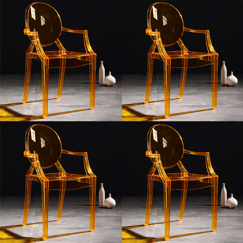 Scandinavian Plastic Dining Arm Chair Open Back Side Chair for Home Use