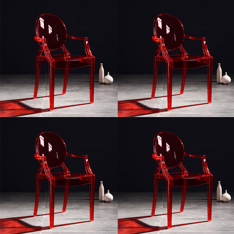 Scandinavian Plastic Dining Arm Chair Open Back Side Chair for Home Use
