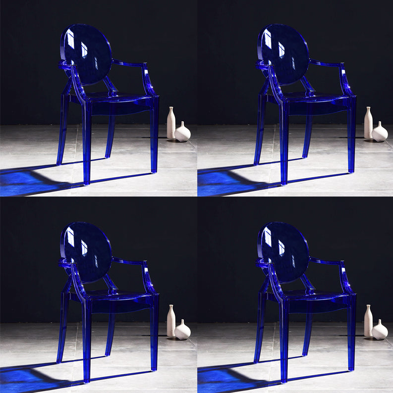 Scandinavian Plastic Dining Arm Chair Open Back Side Chair for Home Use