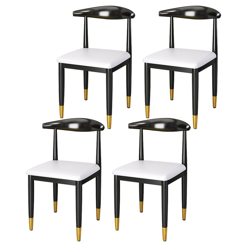 Silla lateral de comedor de estilo contemporáneo de metal con respaldo abierto interior que cena la silla lateral