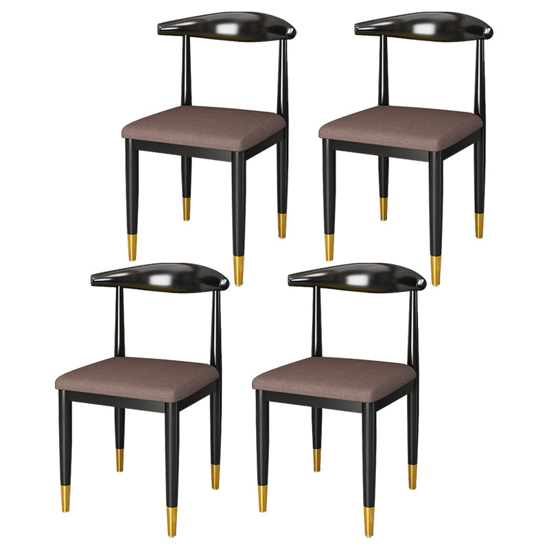 Silla lateral de comedor de estilo contemporáneo de metal con respaldo abierto interior que cena la silla lateral