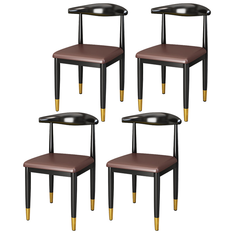 Silla lateral de comedor de estilo contemporáneo de metal con respaldo abierto interior que cena la silla lateral