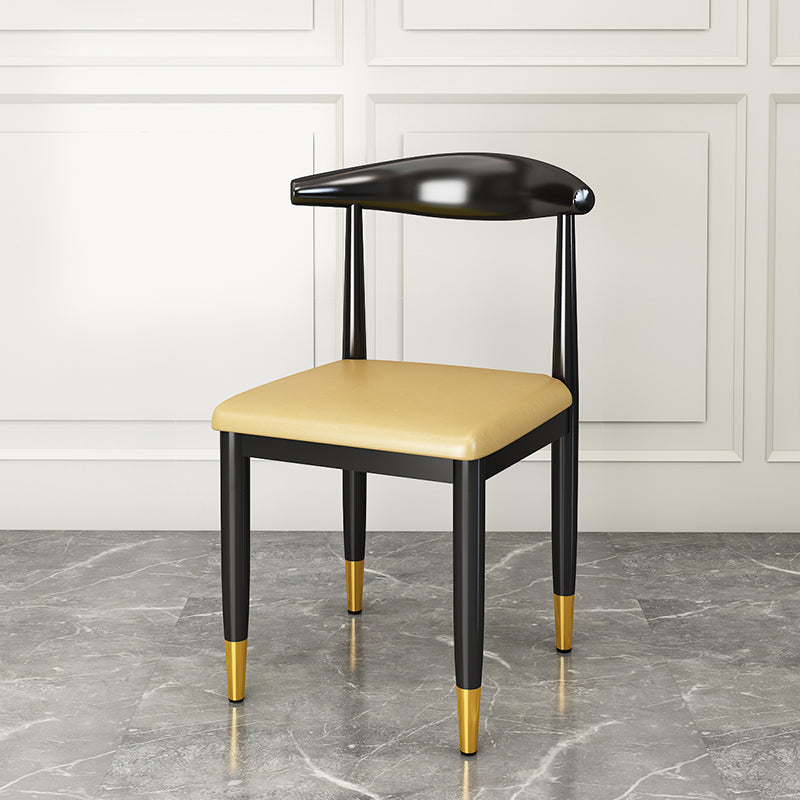 Chaise latérale de salle à manger de style contemporain en métal, chaise latérale de salle à manger à dossier ouvert d'intérieur