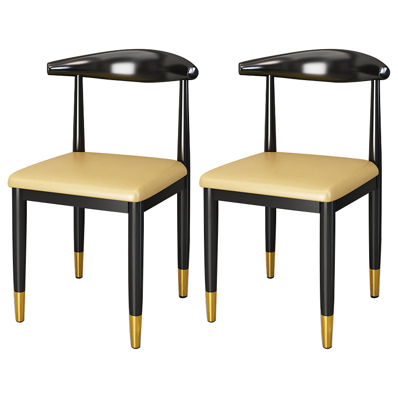 Silla lateral de comedor de estilo contemporáneo de metal con respaldo abierto interior que cena la silla lateral