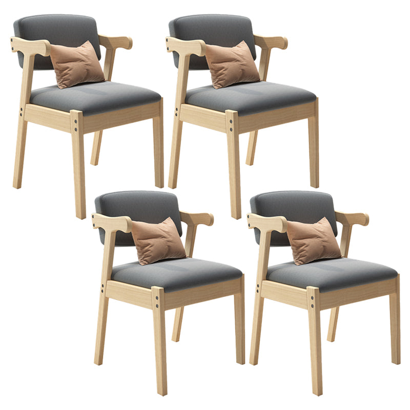 Silla de comedor de madera maciza con respaldo de apertura de cocina contemporánea