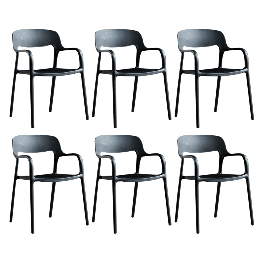 Plastic Open Back Stacking Arm Chair Contemporary Meeting Room Dining Chair