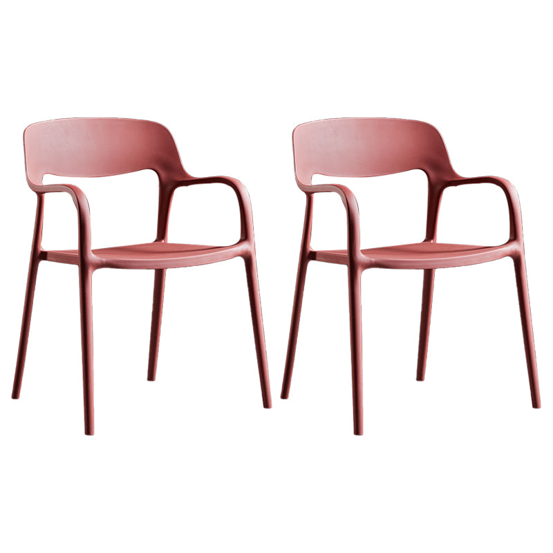 Plastic Open Back Stacking Arm Chair Contemporary Meeting Room Dining Chair
