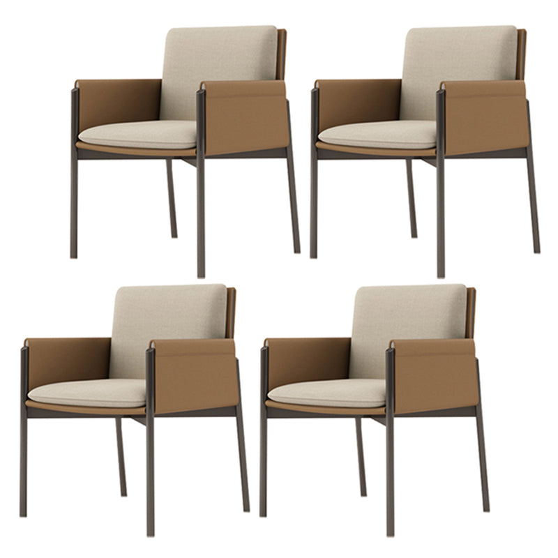Modern Style Arm Chair Sponge Cushion Dining Chair of 22" Wide with Stainless Steel Legs