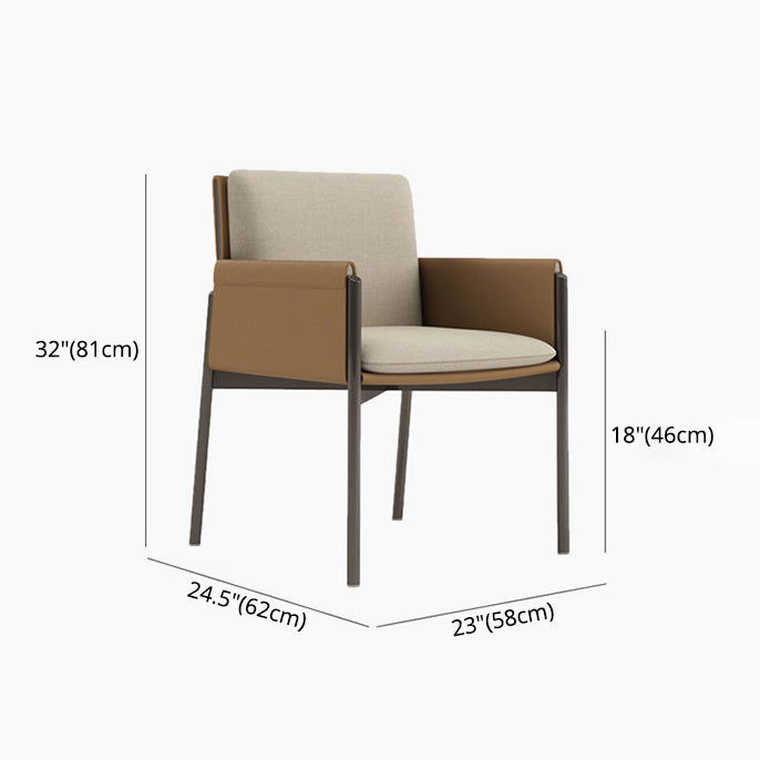 Modern Style Arm Chair Sponge Cushion Dining Chair of 22" Wide with Stainless Steel Legs