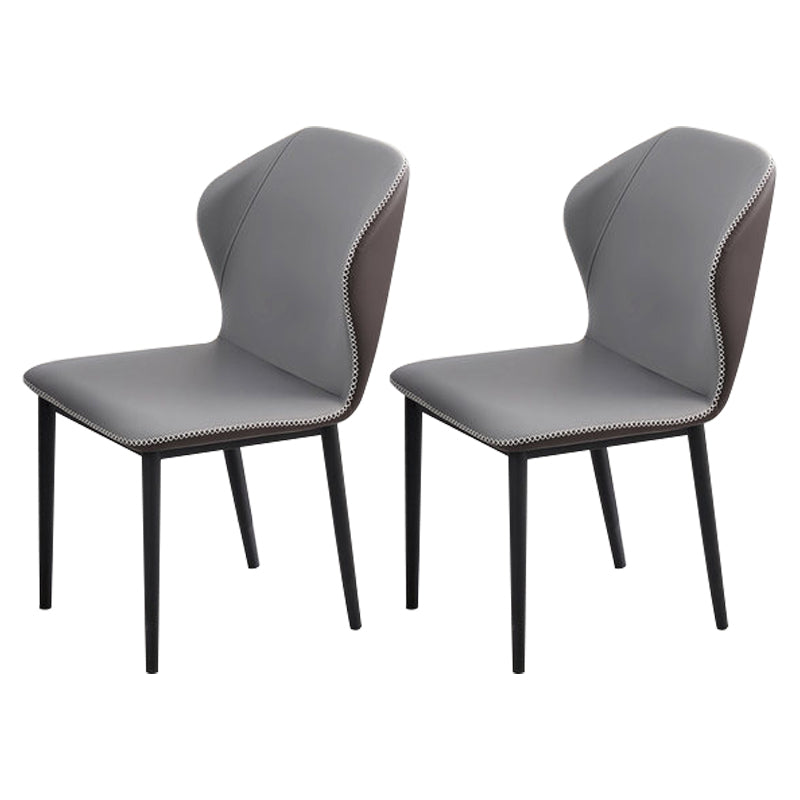 Chaise d'appoint de salle à manger à dossier solide noir minimaliste, chaise d'appoint rembourrée en métal