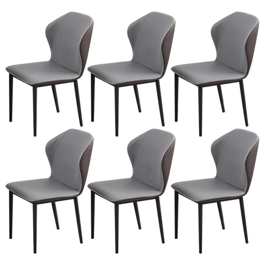 Minimalist Black Solid Back Dining Side Chair Metal Upholstered Dining Side Chair