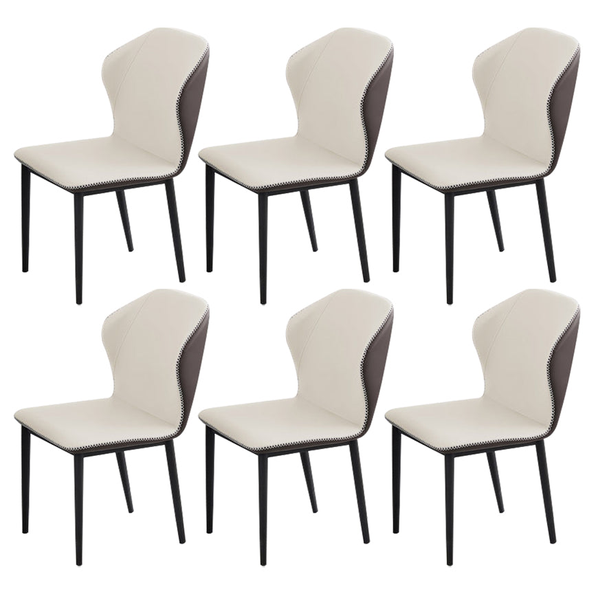 Minimalist Black Solid Back Dining Side Chair Metal Upholstered Dining Side Chair