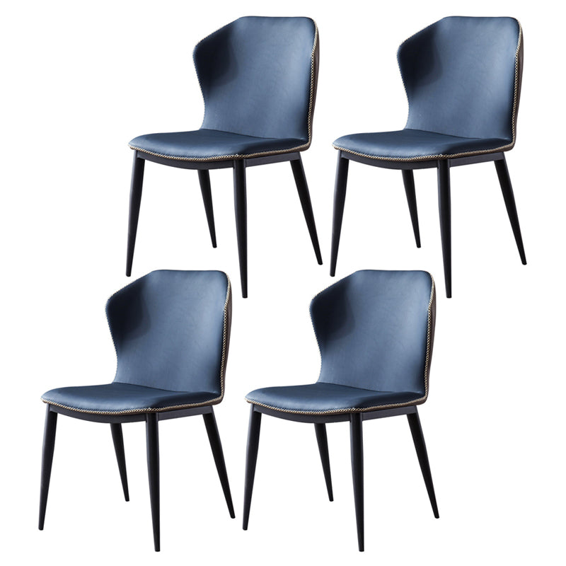 Minimalist Black Solid Back Dining Side Chair Metal Upholstered Dining Side Chair