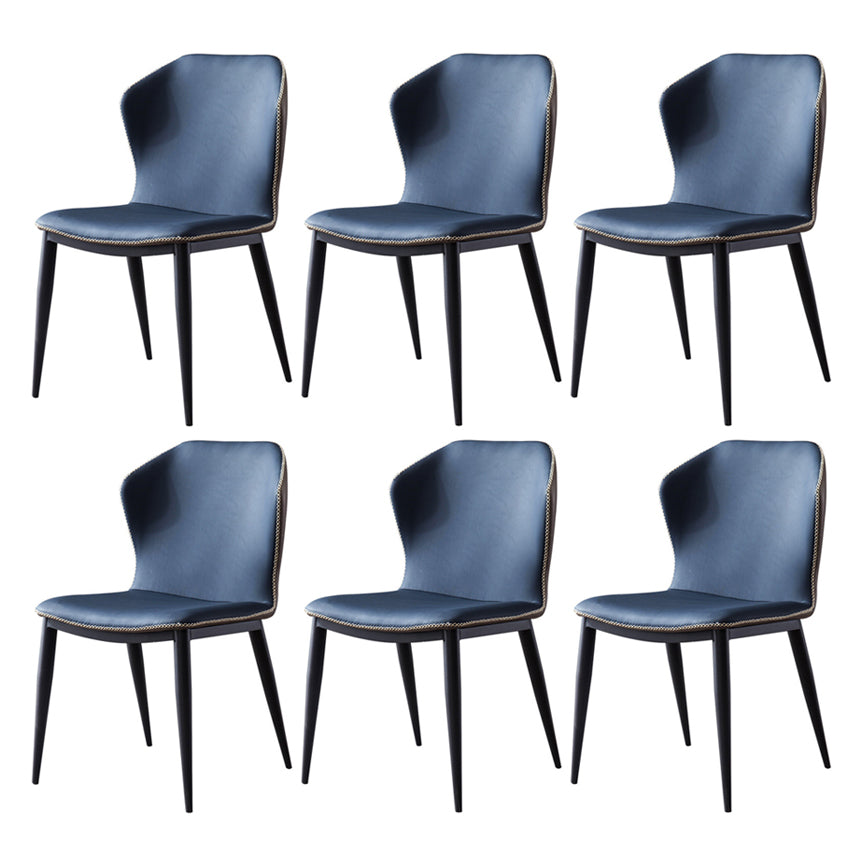 Minimalist Black Solid Back Dining Side Chair Metal Upholstered Dining Side Chair