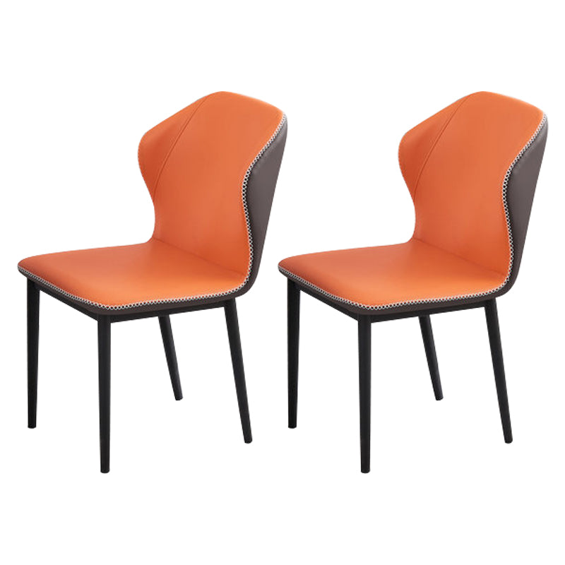 Chaise d'appoint de salle à manger à dossier solide noir minimaliste, chaise d'appoint rembourrée en métal