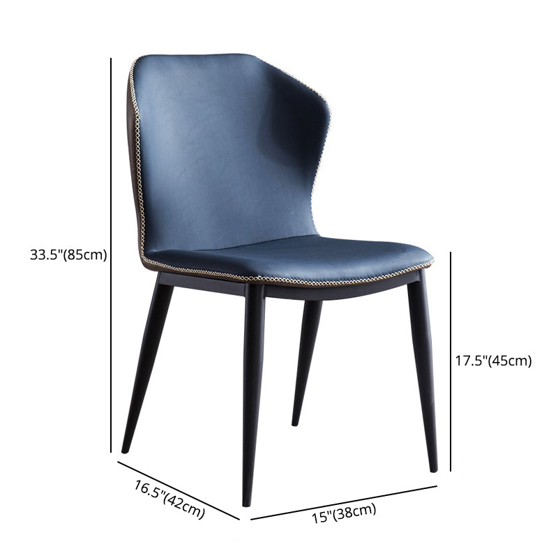 Minimalist Black Solid Back Dining Side Chair Metal Upholstered Dining Side Chair