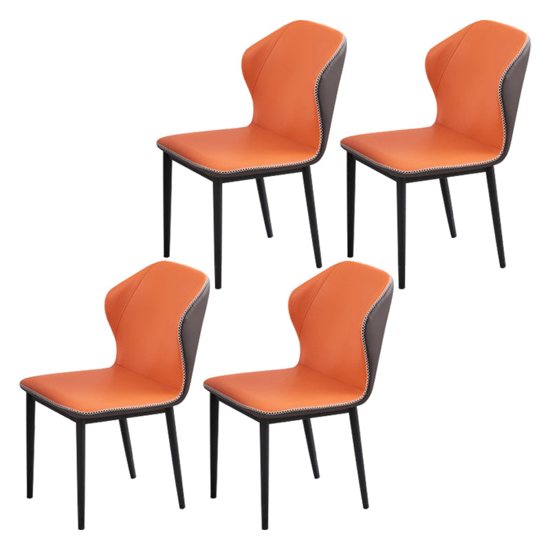 Minimalist Black Solid Back Dining Side Chair Metal Upholstered Dining Side Chair