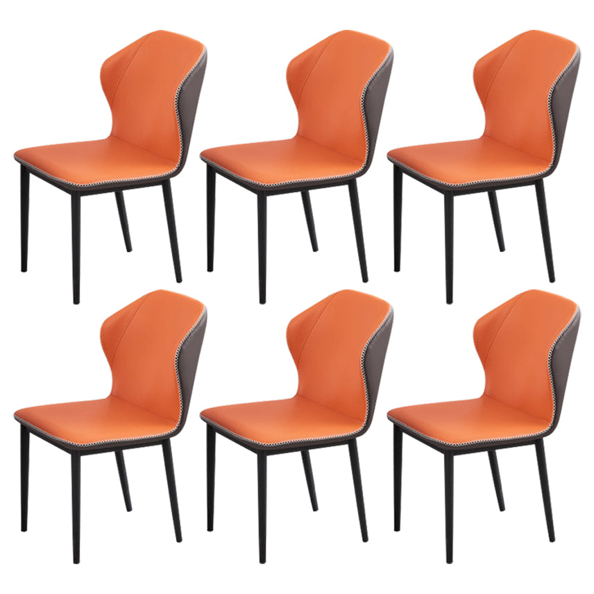 Minimalist Black Solid Back Dining Side Chair Metal Upholstered Dining Side Chair