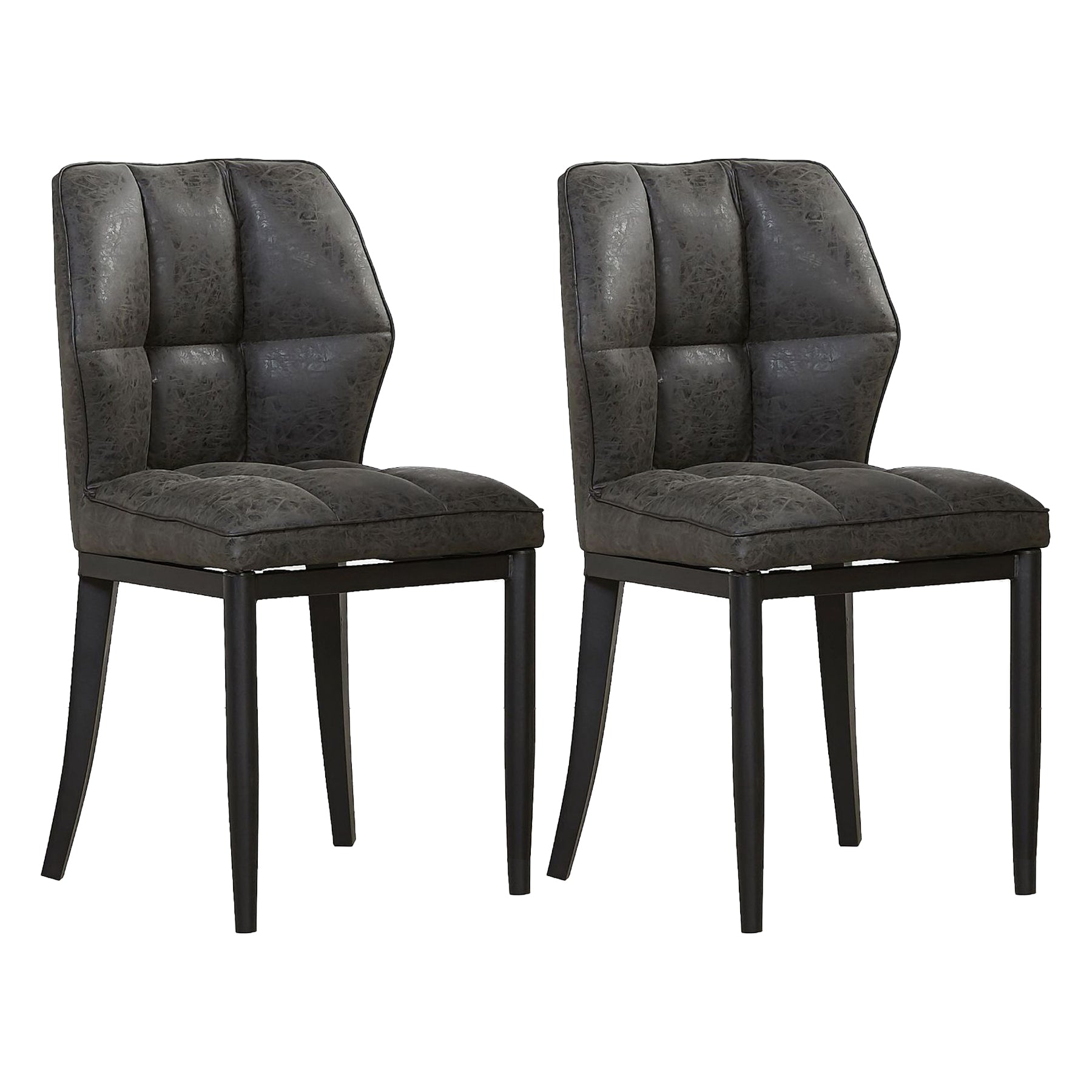 Sillas de comedor sin brazos de cuero, sillas laterales tapizadas modernas con patas de metal