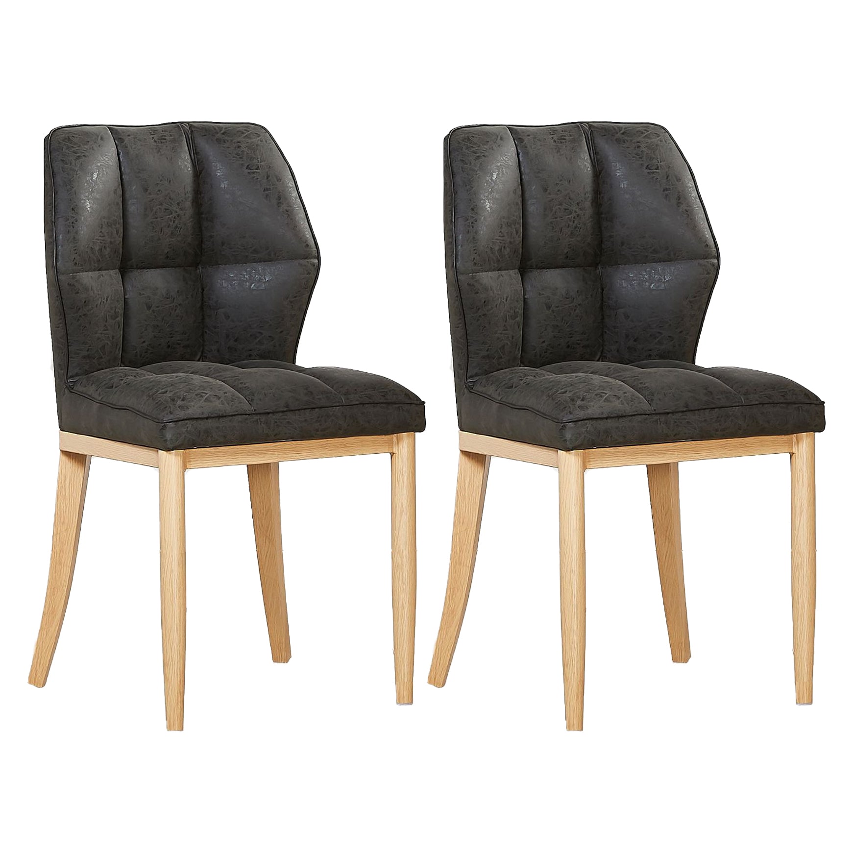Sillas de comedor sin brazos de cuero, sillas laterales tapizadas modernas con patas de metal