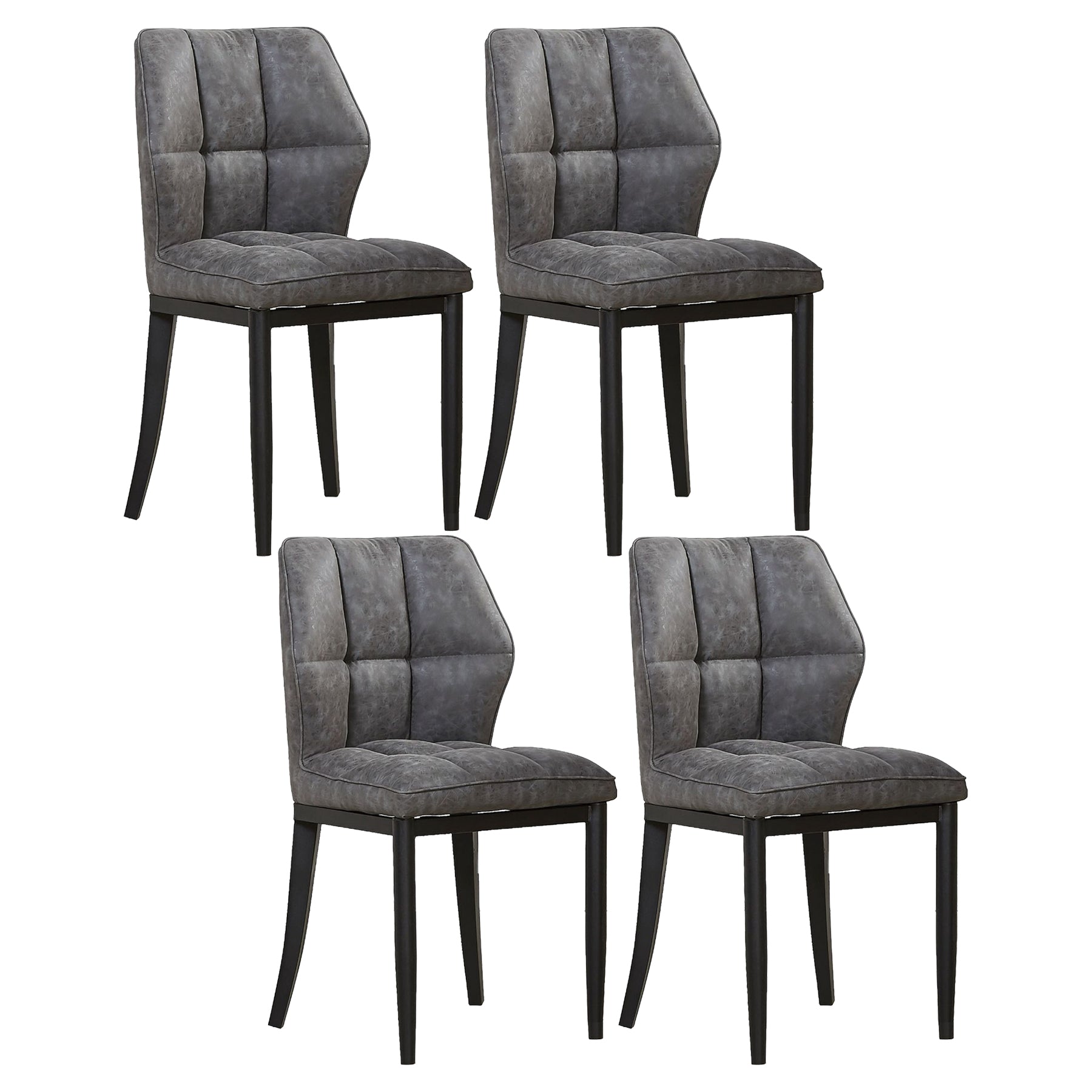 Sillas de comedor sin brazos de cuero, sillas laterales tapizadas modernas con patas de metal