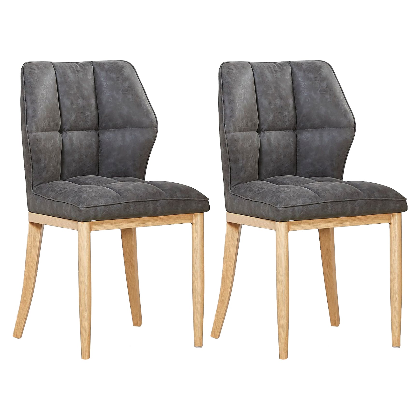 Sillas de comedor sin brazos de cuero, sillas laterales tapizadas modernas con patas de metal