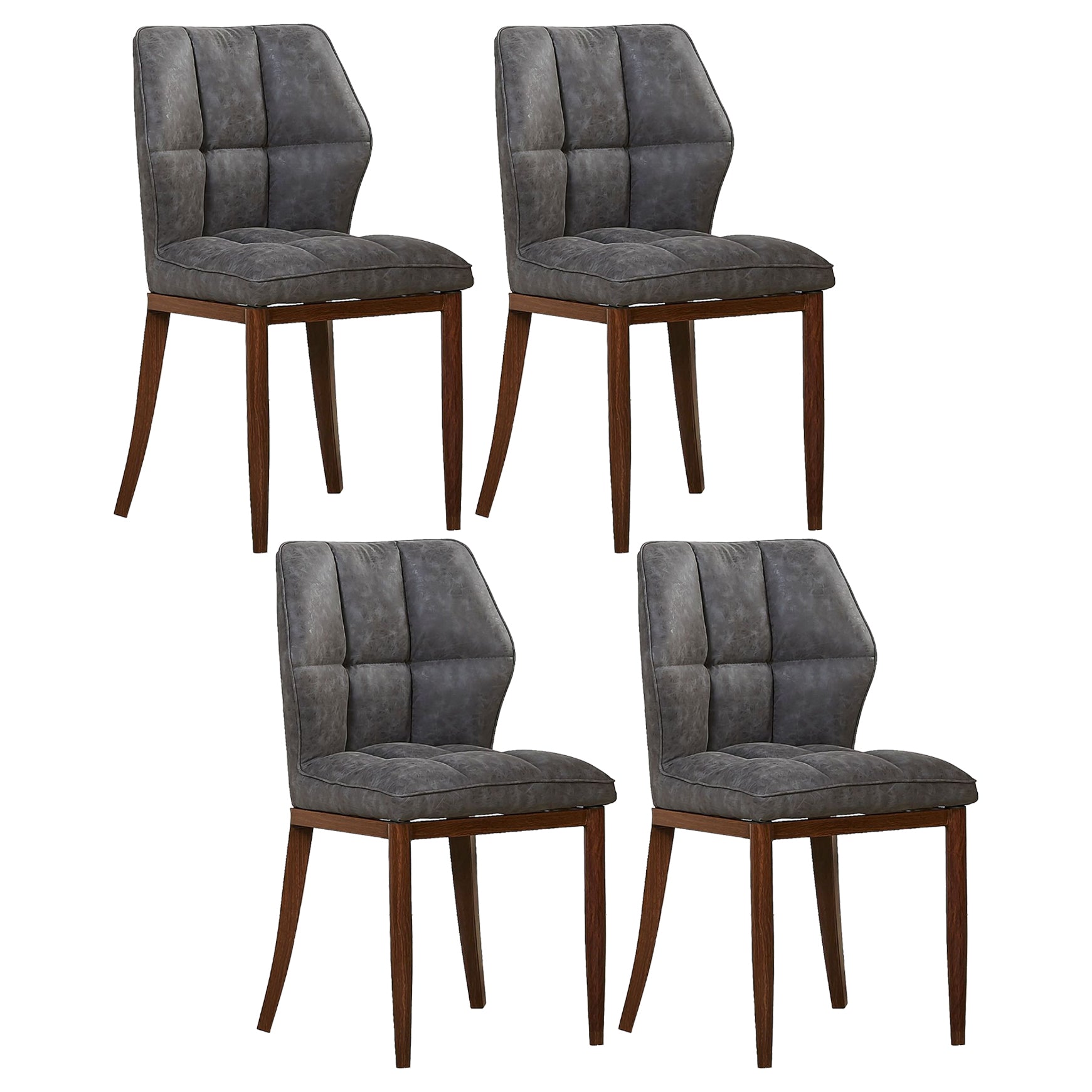 Sillas de comedor sin brazos de cuero, sillas laterales tapizadas modernas con patas de metal