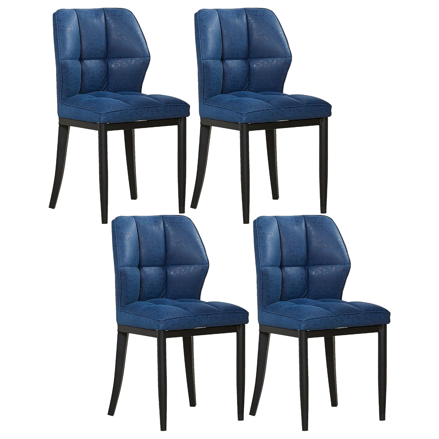 Sillas de comedor sin brazos de cuero, sillas laterales tapizadas modernas con patas de metal