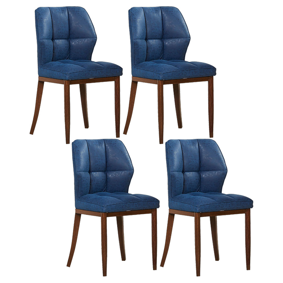 Sillas de comedor sin brazos de cuero, sillas laterales tapizadas modernas con patas de metal