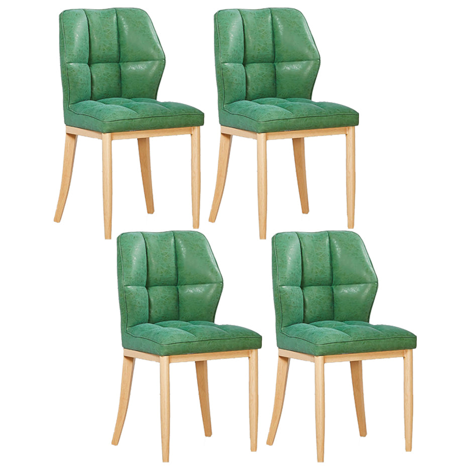 Sillas de comedor sin brazos de cuero, sillas laterales tapizadas modernas con patas de metal