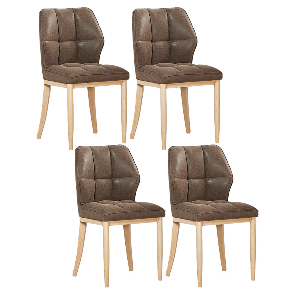 Sillas de comedor sin brazos de cuero, sillas laterales tapizadas modernas con patas de metal