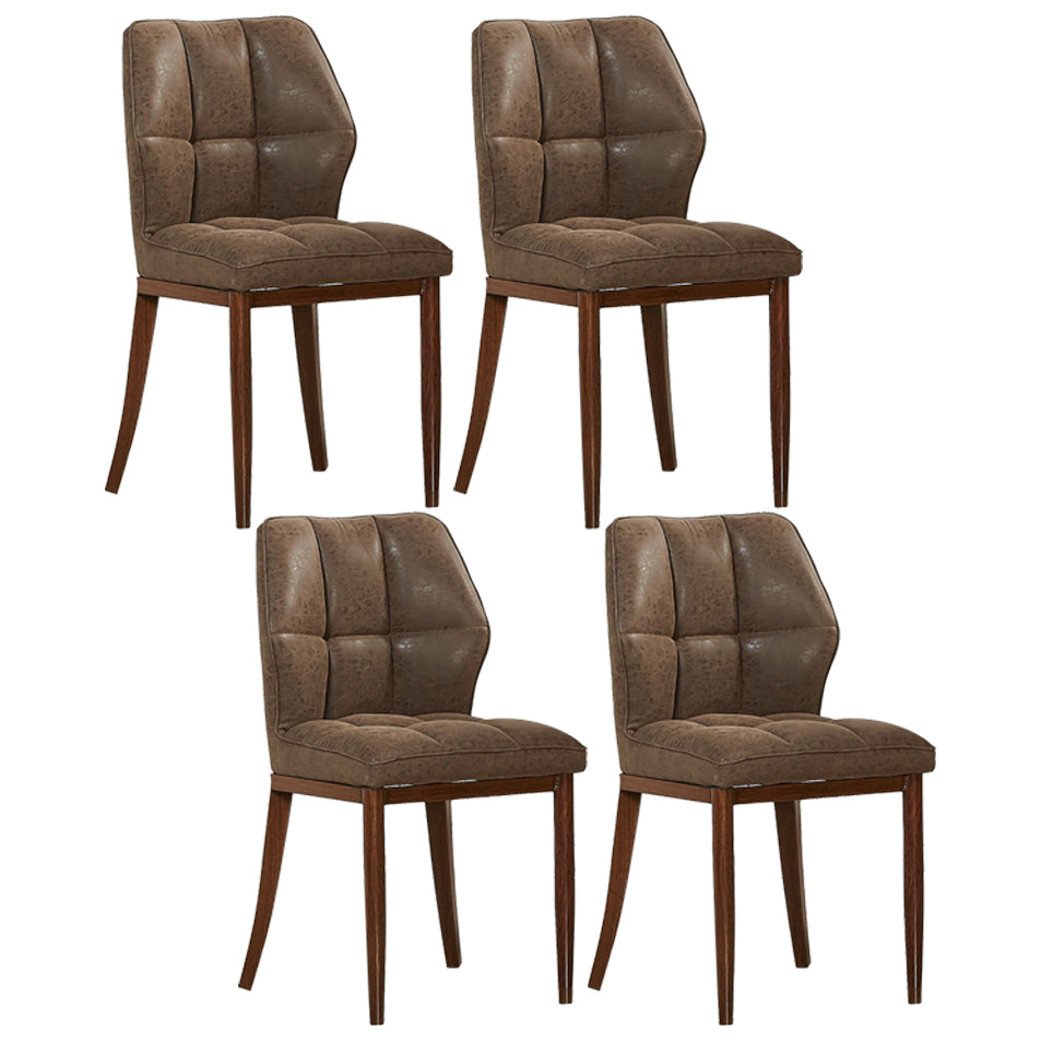Sillas de comedor sin brazos de cuero, sillas laterales tapizadas modernas con patas de metal