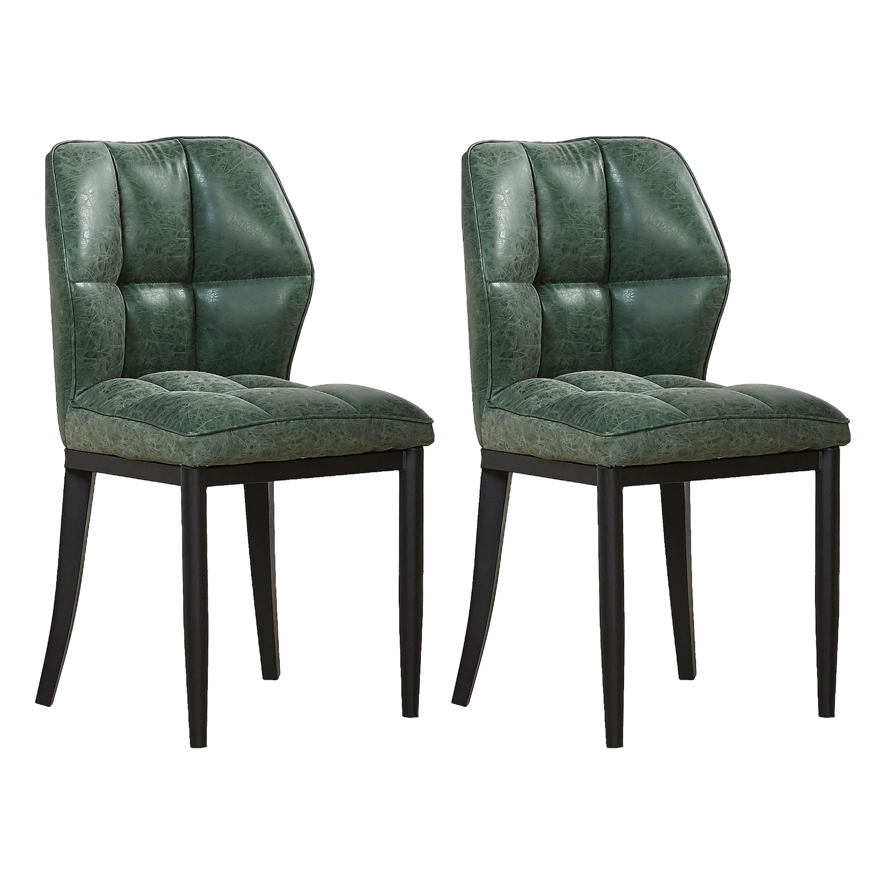 Sillas de comedor sin brazos de cuero, sillas laterales tapizadas modernas con patas de metal