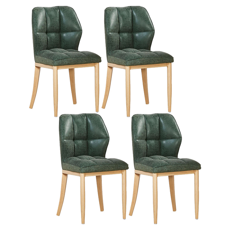 Sillas de comedor sin brazos de cuero, sillas laterales tapizadas modernas con patas de metal