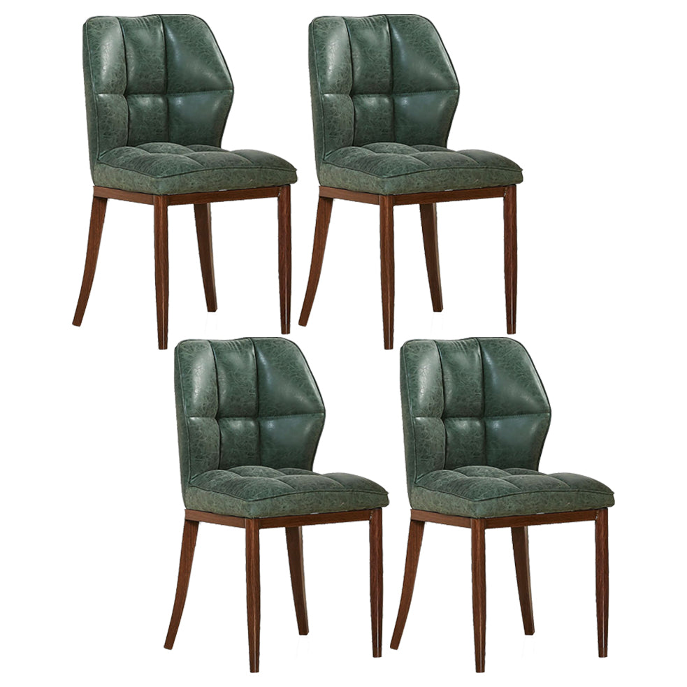 Sillas de comedor sin brazos de cuero, sillas laterales tapizadas modernas con patas de metal