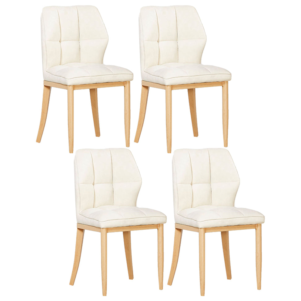 Sillas de comedor sin brazos de cuero, sillas laterales tapizadas modernas con patas de metal