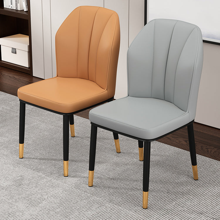 Silla de comedor de cuero para cocina moderna, silla Parsons de 36"H con patas de metal