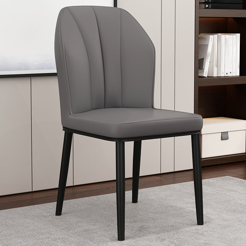 Silla de comedor de cuero para cocina moderna, silla Parsons de 36"H con patas de metal