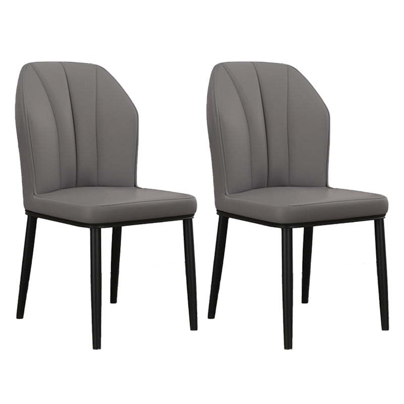 Silla de comedor de cuero para cocina moderna, silla Parsons de 36"H con patas de metal