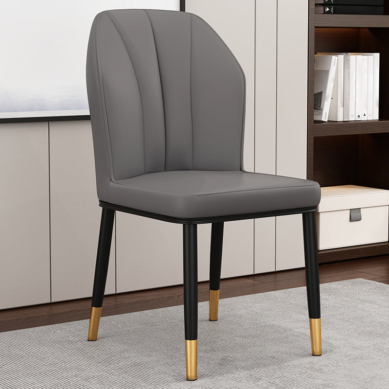 Silla de comedor de cuero para cocina moderna, silla Parsons de 36"H con patas de metal