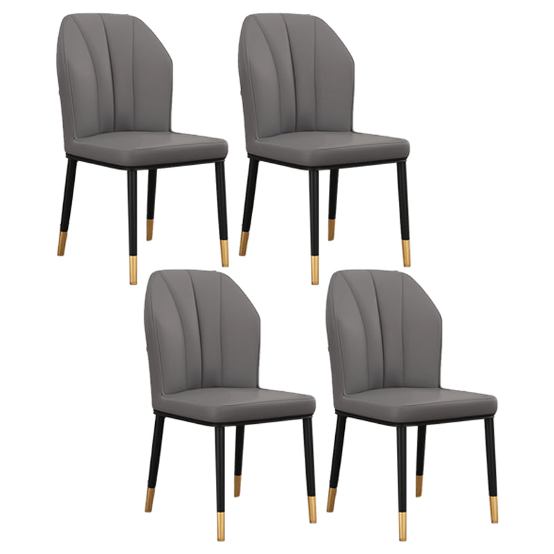 Silla de comedor de cuero para cocina moderna, silla Parsons de 36"H con patas de metal