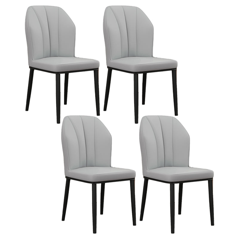 Silla de comedor de cuero para cocina moderna, silla Parsons de 36"H con patas de metal