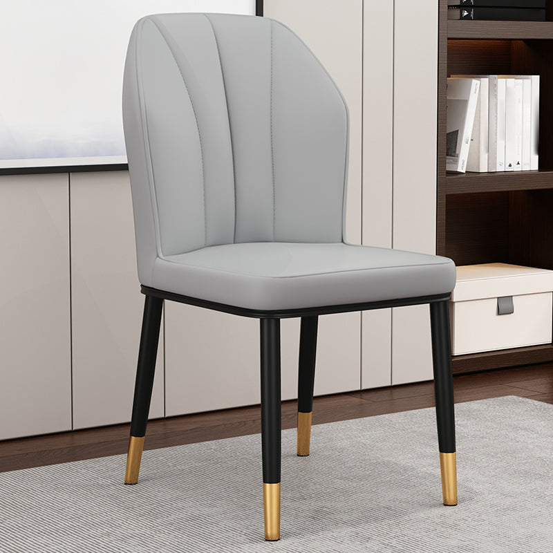 Silla de comedor de cuero para cocina moderna, silla Parsons de 36"H con patas de metal