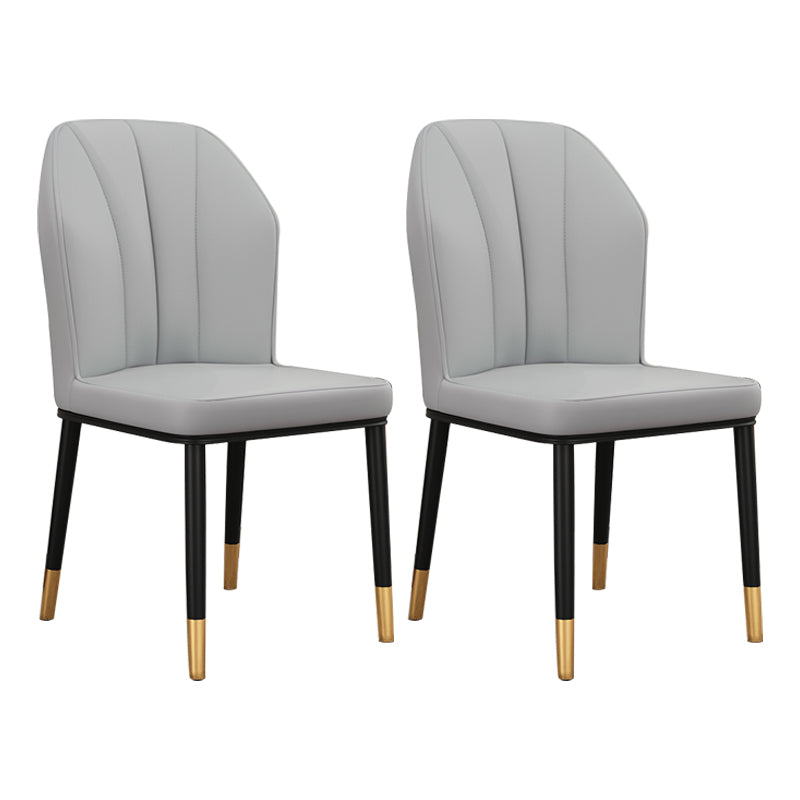 Silla de comedor de cuero para cocina moderna, silla Parsons de 36"H con patas de metal