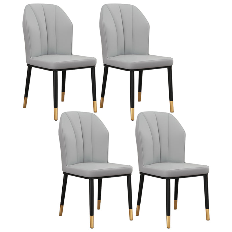 Silla de comedor de cuero para cocina moderna, silla Parsons de 36"H con patas de metal