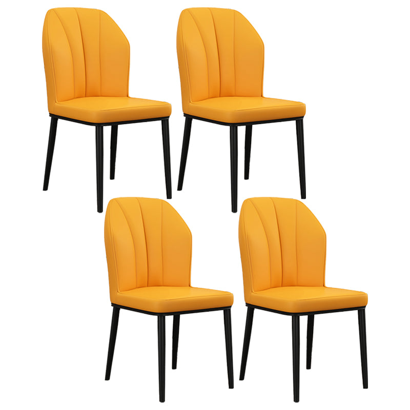 Silla de comedor de cuero para cocina moderna, silla Parsons de 36"H con patas de metal