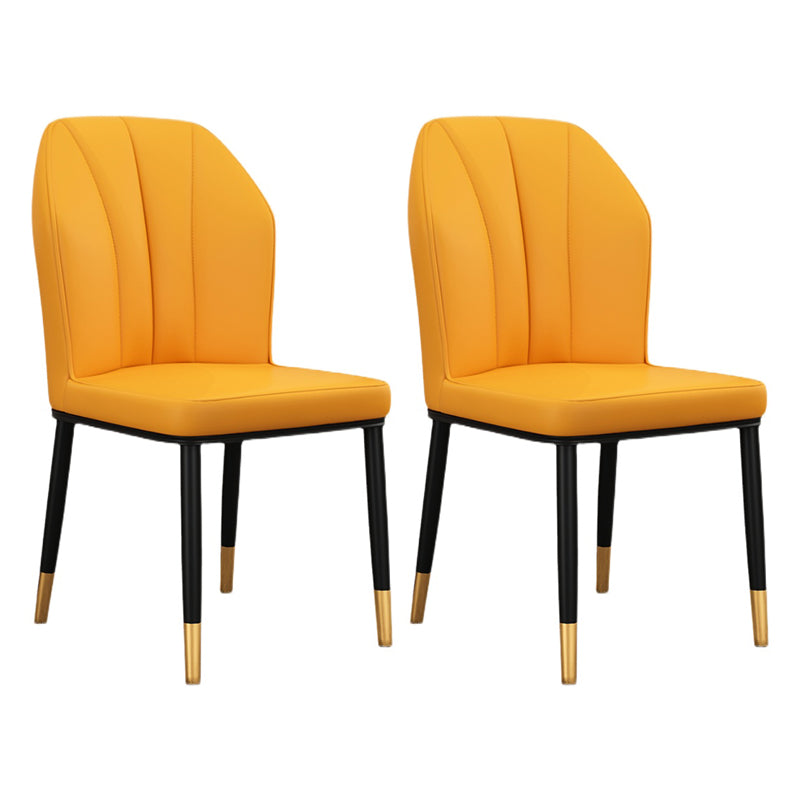 Silla de comedor de cuero para cocina moderna, silla Parsons de 36"H con patas de metal