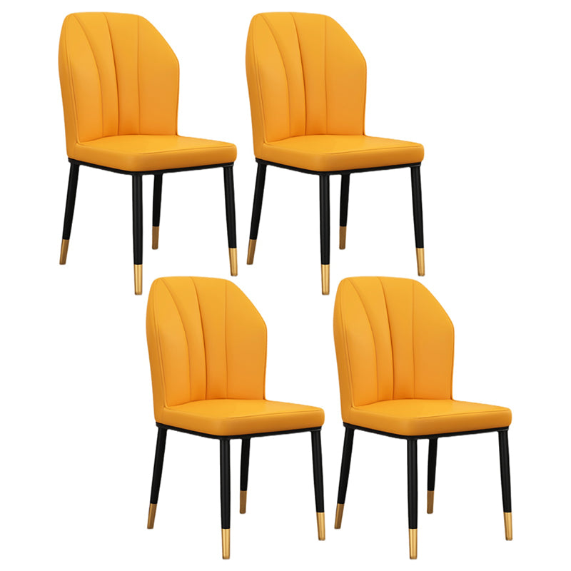Silla de comedor de cuero para cocina moderna, silla Parsons de 36"H con patas de metal