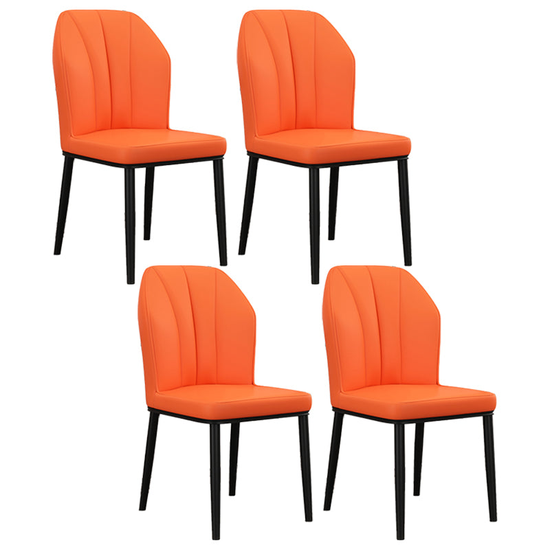 Silla de comedor de cuero para cocina moderna, silla Parsons de 36"H con patas de metal